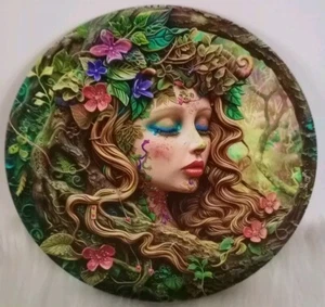 Forrest Dea Alluminio Pezzo d’Arte Colorato Tondo 8”x8” Decorazione Parete Natura Regalo - Foto 1 di 8