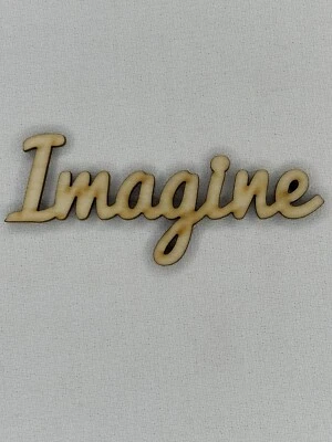 Corte láser personalizado sin terminar mayúscula Imagine Word forma madera artesanía recorte Foto 1 de 2