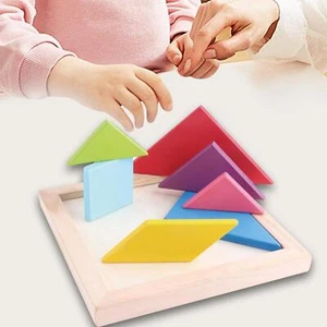 Wooden Tangrams Puzzles Stem Montessori Wood Toy for - Picture 1 of 5