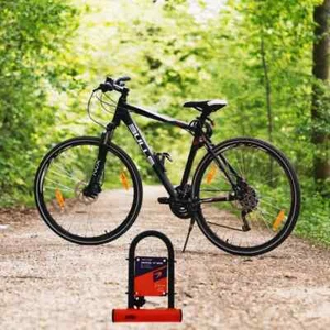 Heavy Duty Anti-Theft U-Type Padlock Lock  - Bike Bicycle Security Red 2 Keys UK - Picture 1 of 4
