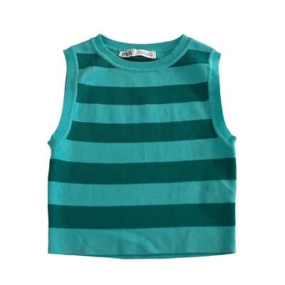 Top corto tejido acanalado de twee preppy Academia a rayas talla S de Zara para mujer Foto 1 de 4