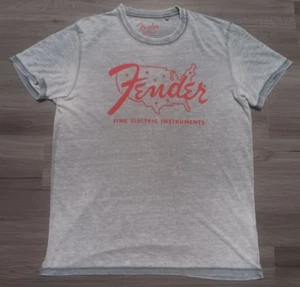 Camiseta retro Lucky Brand para hombre gris roja Fender guitarra envejecida música talla M - Imagen 1 de 5
