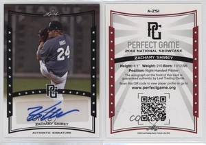 2014 Leaf Perfect Game Showcase Auto Black Zachary Shirey #A-ZS1 Auto