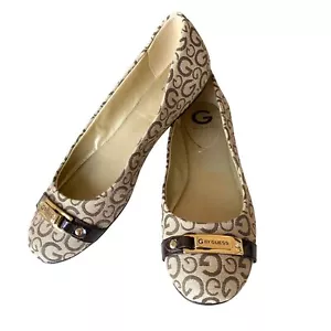 Zapatos planos de ballet con monograma G by Guess Farrah 2 8,5 M vintage Y2K neutros - Imagen 1 de 11