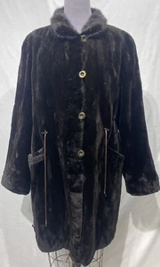 sheared mink sections stroller brown lh mink collar reversible rainwear (89084) - Picture 1 of 3