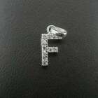 (Ne6) Silver 925 Cubic Zirconia Letter 'F' Pendant/Charm 1.1 Grams