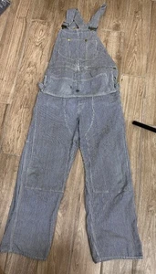 Vintage Entenkopf gestreifter Overall Union Made Eisenbahn Denim Knopfleiste Gr. 36x30 - Bild 1 von 9