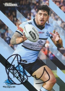 Signed 2021 Cronulla Sharks NRL TLA Traders Card - Braden Hamlin-Uele - Picture 1 of 3