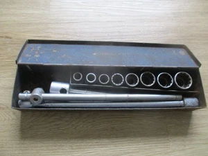 SET 12 PEZZI PRESE VINTAGE KING DICK 1/2" DRIVE PRESE METRICHE - CUSTODIA ORIGINALE - Foto 1 di 17