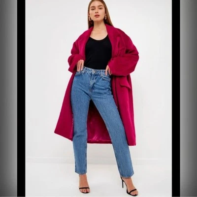 Бесконечная роза одиночная кнопка большого размера Fushsia над пальто женщин M/L новый с Ярлыками - Изображение 1 из 4