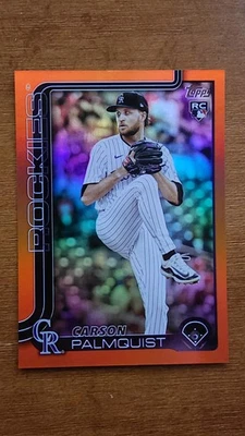 Carson Palmquist (RC) - 2025 Topps Update #US321Orange Rainbow Foil 4/25 - Image 1 of 3
