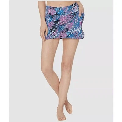 Skirt Sports Swim Skirt Womens Size S Purple Blue Pull On Mid Rise Stretch - Imagem 1 de 4