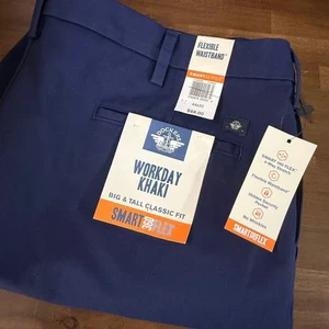 Dockers Workday Khaki Big & Tall Classic Fit Smart 360 Flex Pants Navy 44x32 NWT - Picture 1 of 10