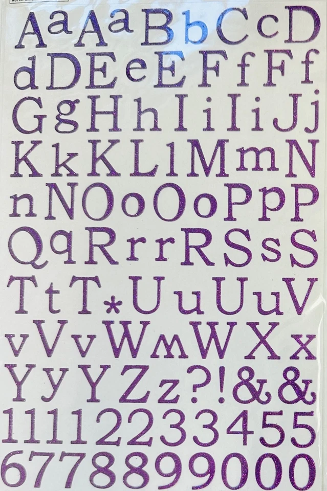 Purple Glitter  Alphabet Letter Stickers Planner Crafts Scrapbook Teacher Supply - Image 1 of 1