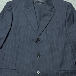 Hickey Freeman Loro Piana Suit & Pants Men’s 42R 36x32 Navy Pinstripes USA Made - Picture 1 of 24