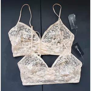 INC International Concepts Women's Lace Bralette Almond Latte SMALL Set of 2 - Picture 1 of 7