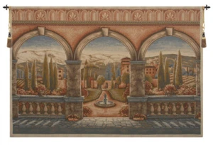Tuscan Arches European Tapestry - Woven in Belgium, Wine & Feast, Vineyard Decor - Picture 1 of 4
