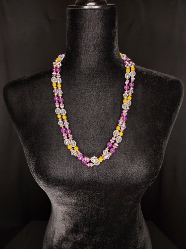 VETEMENTS Collana Multi Perline Lunga Doppia Fionda 26 5"" Perline Accento Tono Oro