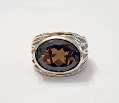 Anillo Karis Cuarzo Ahumado Chapado en Plata Talla 8.25 Foto 1 de 4