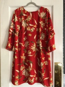 Jacklyn Smith Collection Short Dress Flowy Sleeves XL Floral Orange/Red - Picture 1 of 16