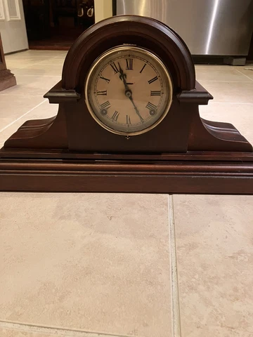 Antique Ingraham Tambour Mantle Clock Neptune Cover