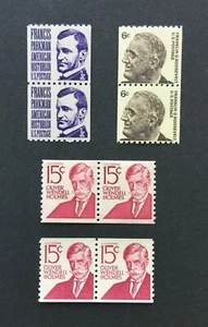 mystamps US 1297, 1298, 1305Eb shiny gum, 1305Ec dull gum, coil pairs MNH OG - Picture 1 of 2