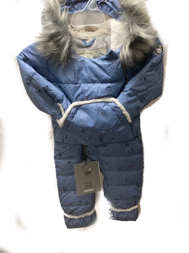 Nuevo con etiquetas Traje de nieve Deux Par Deux 100 % algodón estampado bebé niño de una pieza talla 18 meses Foto 1 de 4