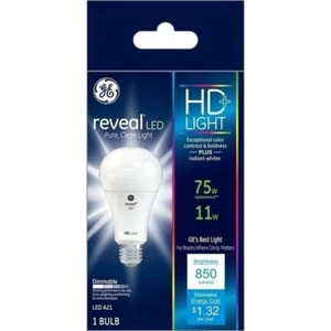GE Reveal 11 = 75 Watt 75w A21 LED 850 Lumens Pure Clean Light Bulb - Picture 1 of 1