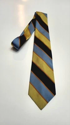 Винтажный галстук Abercrombie & Fitch из шелковой смеси желтый / синий / оранжевый в полоску - Изображение 1 из 4