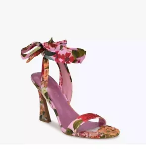 Nine West Womens Kelsie Ankle Wrap Sandals Heels Sz 5.5 Shoe Pink Floral Nwob - Picture 1 of 9