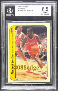 1986-87 PEGATINA DE NOVATO FLEER: MICHAEL JORDAN #8 DE 11 RC BGS 6,5 EX-MT+ (SGC 8) - Imagen 1 de 4