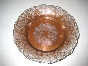 Unusual Vintage Prewar Japan Copper Plated 12" Pewter Fruit Bowl LQQK! - Picture 1 of 5
