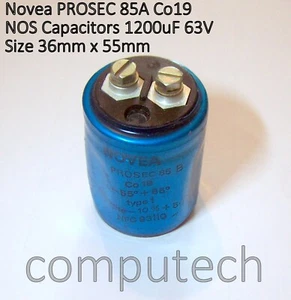 1200uF 63V 85°C Condensatore con Terminali a Vite (NOS) Novea PROSEC 85 - Picture 1 of 1