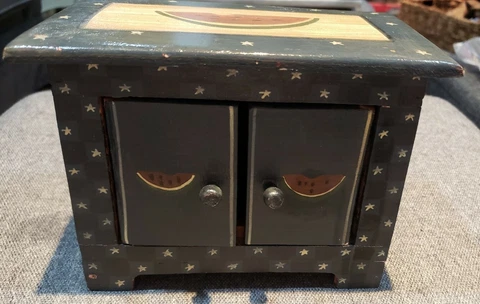 Pre-owned Small Cabinet handPainted watermelon Americana Tabletop Wooden Cover
