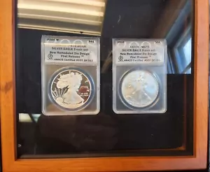 2008 W, P AMERICAN SILVER EAGLE SET ANACS PR70 DCAM & MS70 FIRST RELEASE - Picture 1 of 6