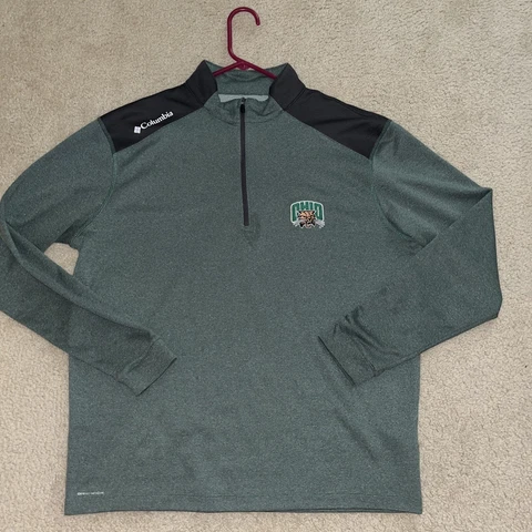 Mens Columbia Sports Omni-wick Ohio Bobcats 1/4 Zip Pullover Green Sz Large NWOT Cover