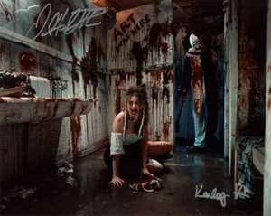 DAVID HOWARD THORNTON & KAILEY HYMAN SIGNED 8x10 PHOTO TERRIFIER BECKETT BAS - Picture 1 of 2