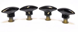 4 SELTENE VINTAGE PASSENDE SCHWARZE GLAS SCHUBLADENGRIFFE - Bild 1 von 7