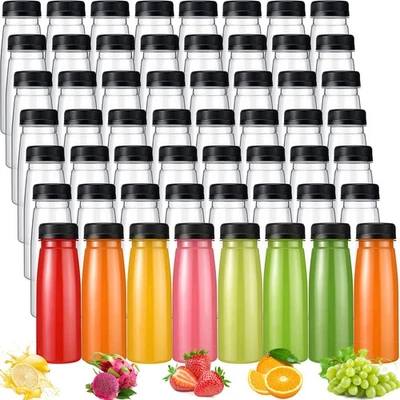 100 Pcs Plastic Juice Bottles with Caps Refrigerator Drink Container with Lid... - Image 1 of 4
