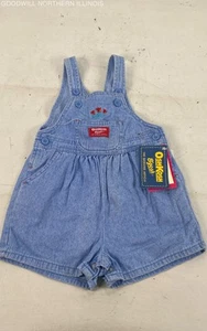 Toddlers Boys Girls' OshKosh B'Gosh NWT Blue Denim Tulips Shorts Romper Size 2T - Picture 1 of 4