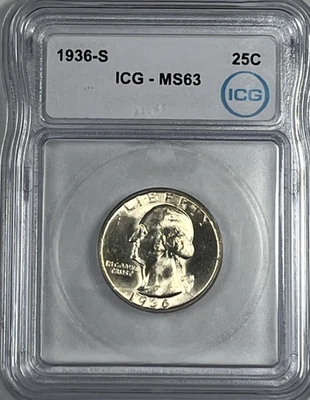 1936-S Washington Quarter : ICG MS63 - Image 1 of 4