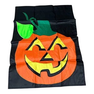 VTG Halloween Pumpkin Garden Flag Large 28”x37” Yard Porch Orange NEC - Picture 1 of 3