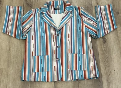 Blazer para mujer STERLING KREEK manga larga suroeste coloridos bolsillos elásticos XL Foto 1 de 4