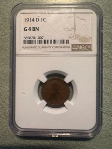 1914‑D Lincoln Wheat Cent 1C • Key Date • NGC G4 BN - Picture 1 of 2