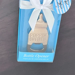 1 Poppin Baby Bottle Beer Opener Gold Colored Baby Shower Gift for Dad  Party - Picture 1 of 8