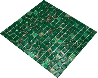 MOSAIK-NETZWERK Glasmosaik Mosaikfliese Opal Grün Kupfer changierend Wand Bad Dusche WB230-G28