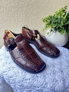 Tommy Bahama Mens Sandals 9 Vero Cuoio Genuine Leather Fisherman Made in Italy - Picture 1 of 10
