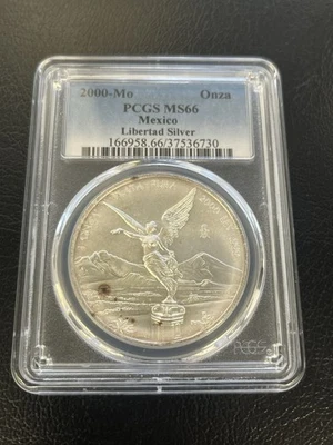 Mexico 1 onza Libertad Angel of Independence MS66 PCGS silver coin 2000 - Image 1 of 2