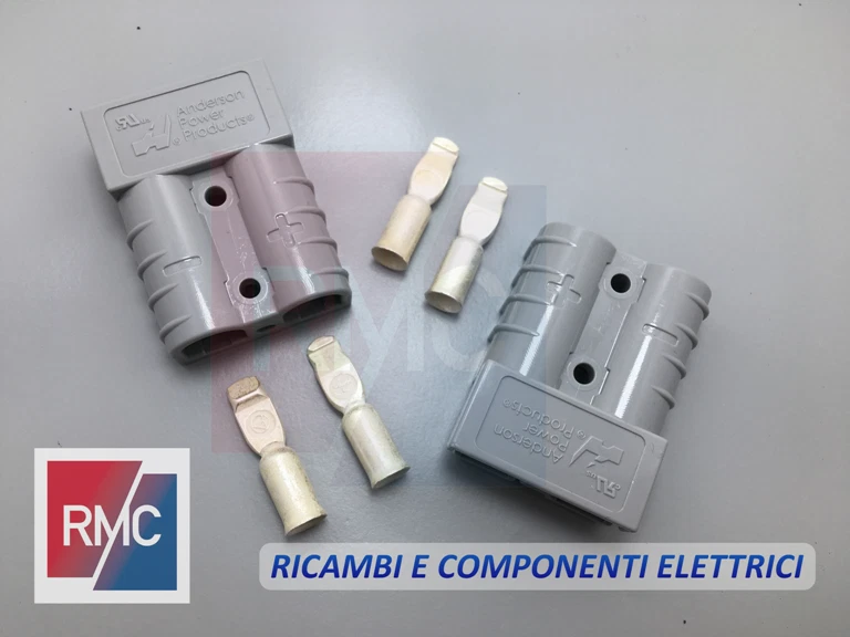 Connettore grigio 50A bipolare presa spina per batteria muletto Anderson 600V - Immagine 1 di 1