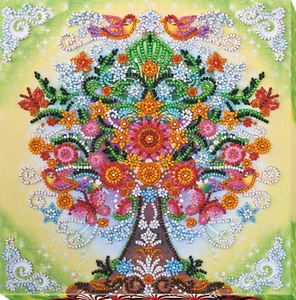 Bead Embroidery Kit "Fabulous tree" size 7.9"x7.9" / 20.0x20.0 cm - Picture 1 of 7